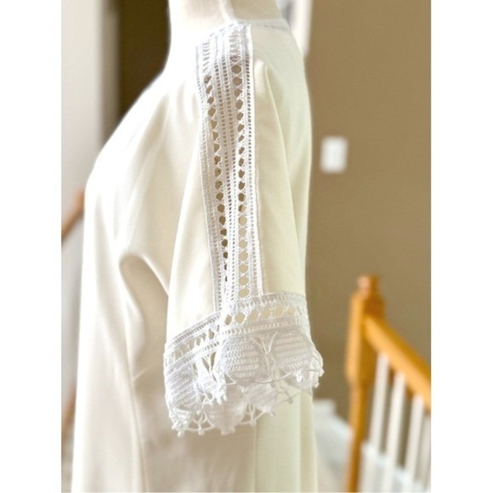 Tory Burch Marissa Ivory Cream Crochet Lace Trim Shift Dress Sz 14‎ - Picture 6 of 14